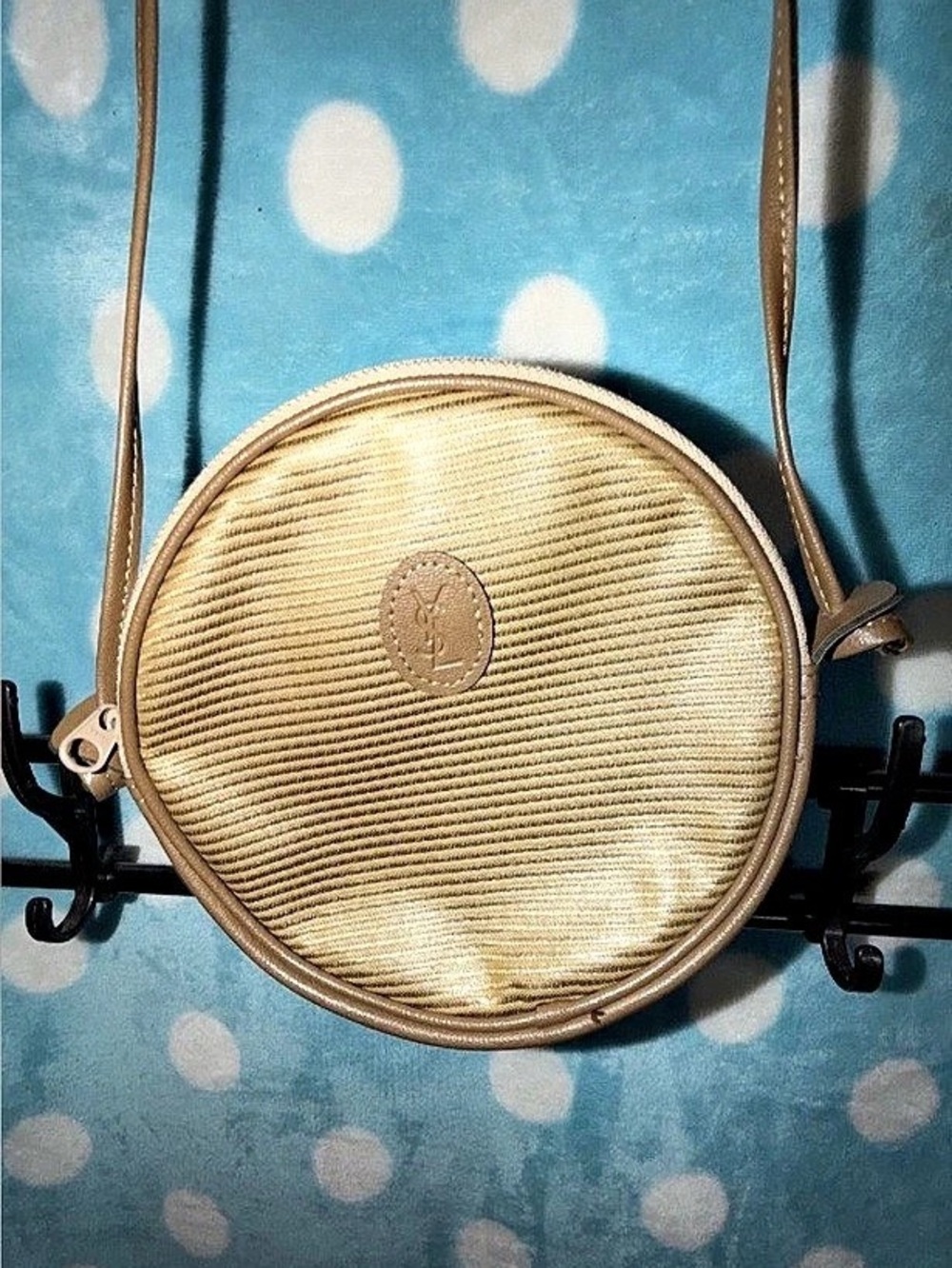 Yves Saint Laurent Round Crossbody Bag in Brown & Gold